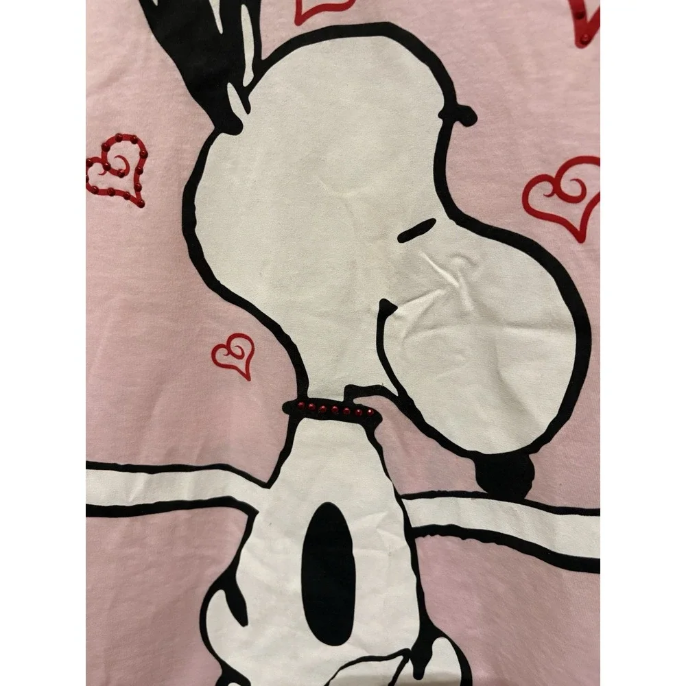 Justice Peanuts Snoopy Woodstock Pink Glitter Rhinestone T-Shirt Size 20 NWT